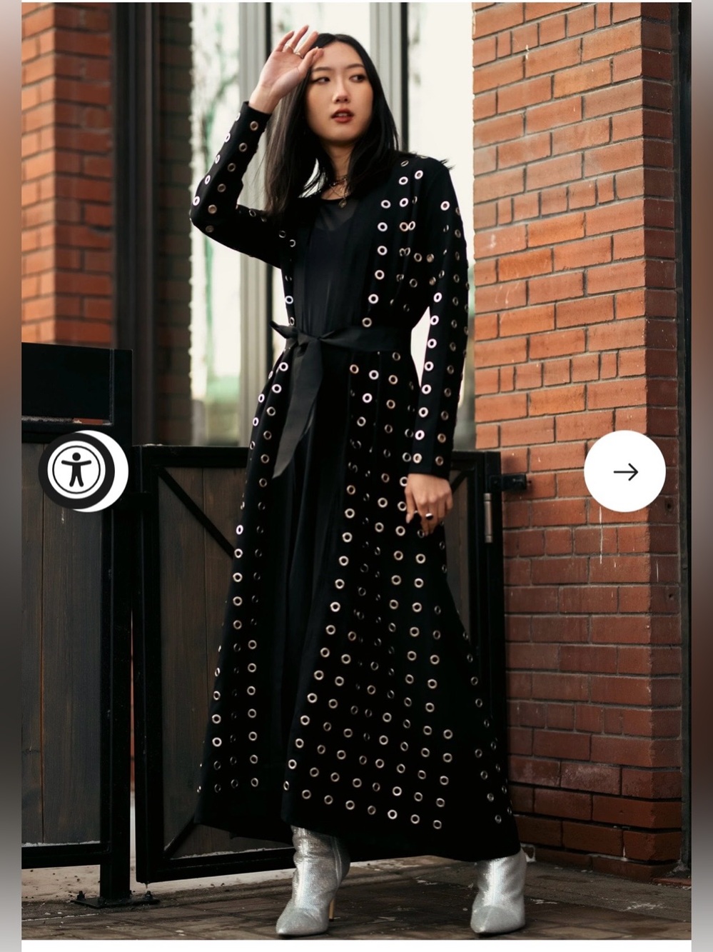 KATE HEWKO Long Rivet Cardigan - Black with Silver Rivets NWT Size XL